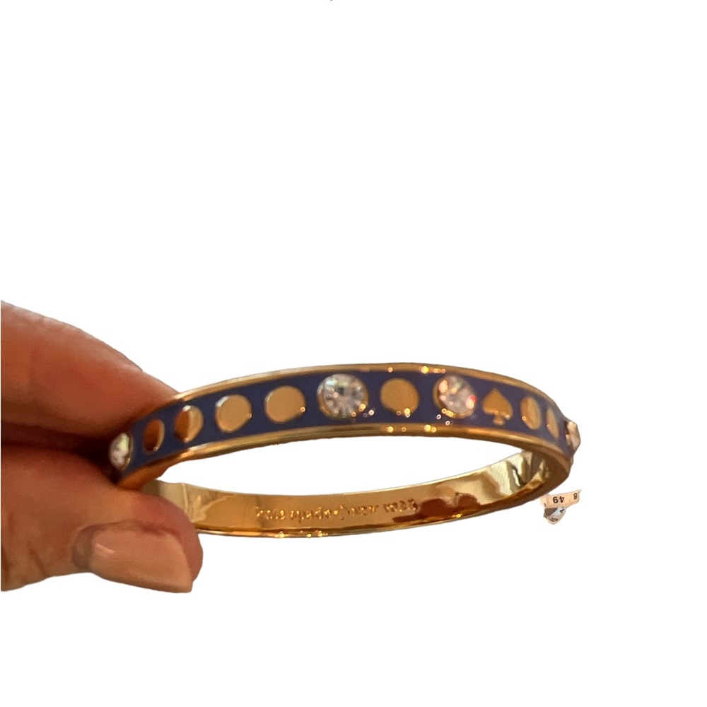 Kate Spade Spot The Spade Bracelet, NWOT, gold tone, blue enamel, glass - Picture 2 of 4